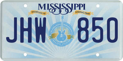 MS license plate JHW850