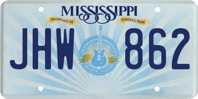MS license plate JHW862