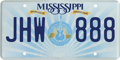 MS license plate JHW888