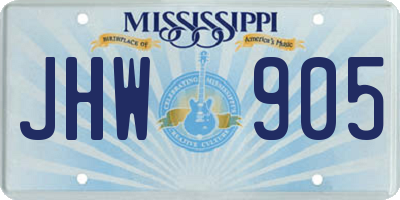 MS license plate JHW905