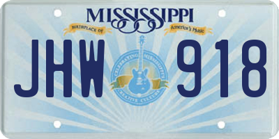 MS license plate JHW918