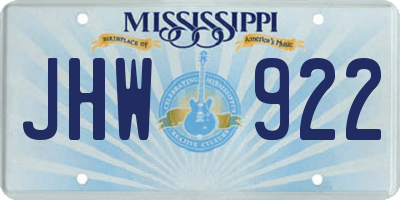 MS license plate JHW922