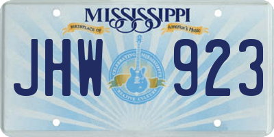 MS license plate JHW923