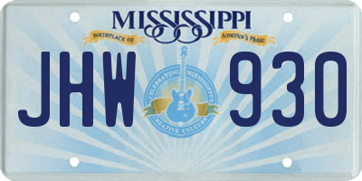 MS license plate JHW930