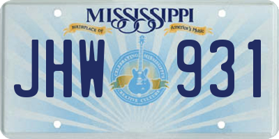 MS license plate JHW931
