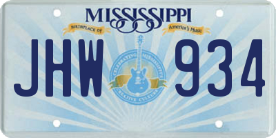 MS license plate JHW934