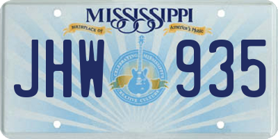MS license plate JHW935