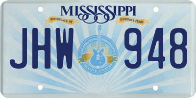 MS license plate JHW948