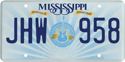 MS license plate JHW958