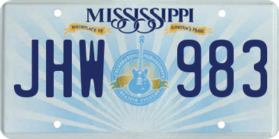 MS license plate JHW983