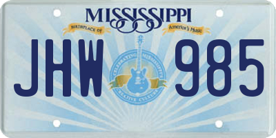 MS license plate JHW985