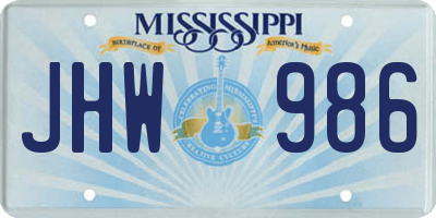 MS license plate JHW986