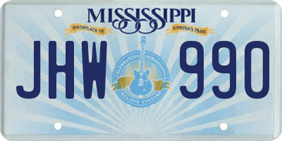 MS license plate JHW990