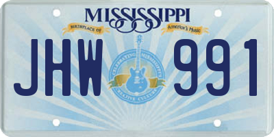 MS license plate JHW991
