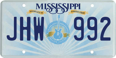 MS license plate JHW992