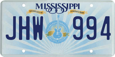 MS license plate JHW994