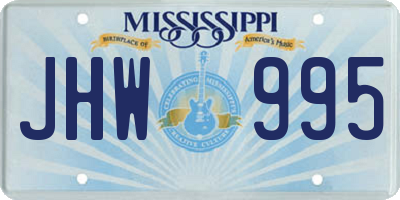MS license plate JHW995
