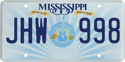 MS license plate JHW998