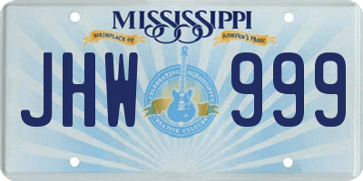 MS license plate JHW999