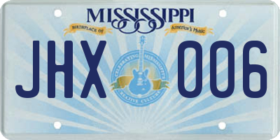 MS license plate JHX006