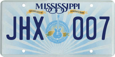MS license plate JHX007