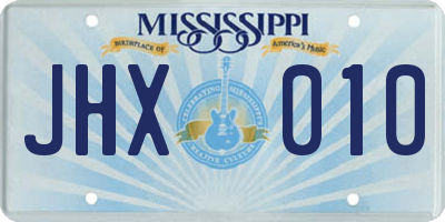 MS license plate JHX010