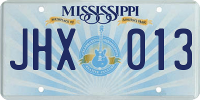 MS license plate JHX013