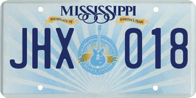 MS license plate JHX018