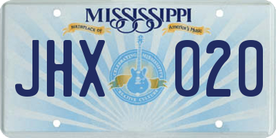 MS license plate JHX020