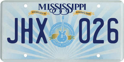 MS license plate JHX026