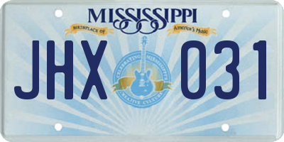 MS license plate JHX031