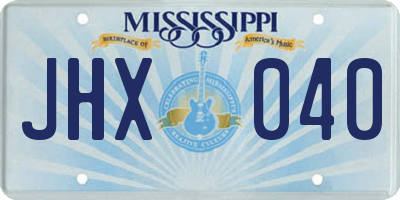 MS license plate JHX040
