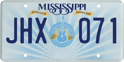 MS license plate JHX071