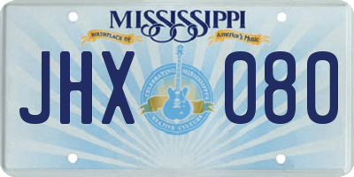 MS license plate JHX080