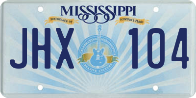 MS license plate JHX104