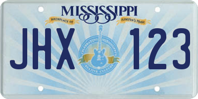 MS license plate JHX123