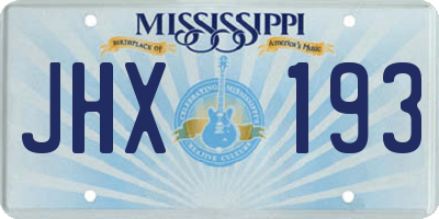 MS license plate JHX193