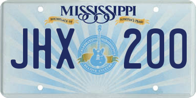 MS license plate JHX200