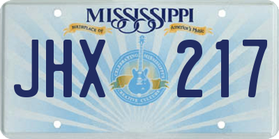 MS license plate JHX217