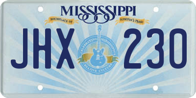 MS license plate JHX230