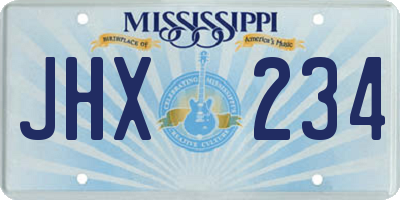 MS license plate JHX234