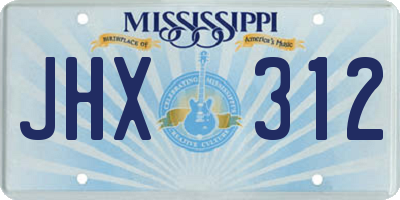 MS license plate JHX312