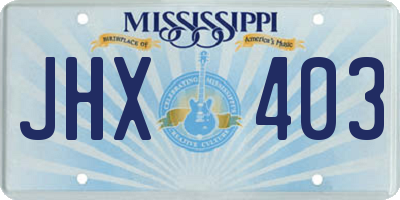 MS license plate JHX403