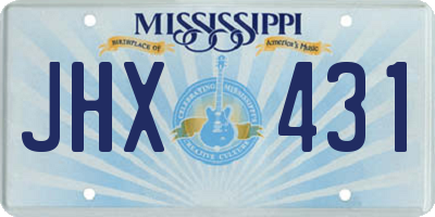 MS license plate JHX431