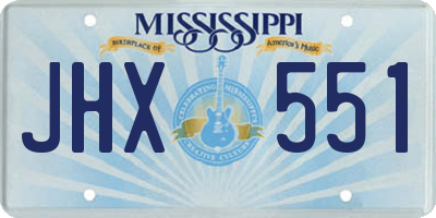 MS license plate JHX551