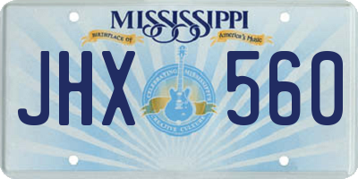 MS license plate JHX560