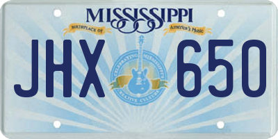 MS license plate JHX650