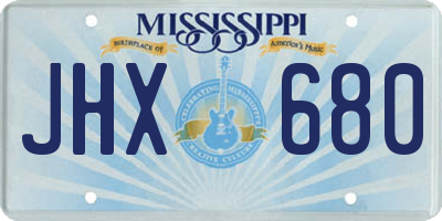 MS license plate JHX680