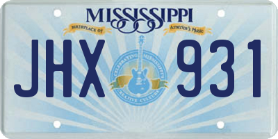 MS license plate JHX931