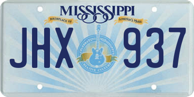 MS license plate JHX937
